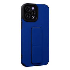 İphone 12 Pro Max Kılıf Mega Standlı Silikon - Mavi