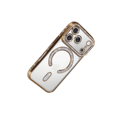 İphone 17 Pro Max Joke Simli Magneticsafe Kılıf - Gold