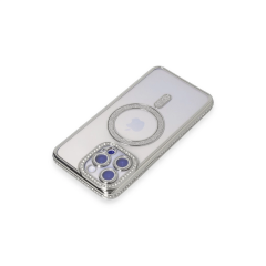 İphone 15 Pro Kılıf Joke Simli Magneticsafe Kılıf - Gümüş