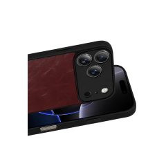 İphone 17 Pro Max Aras Deri Kapak - Bordo