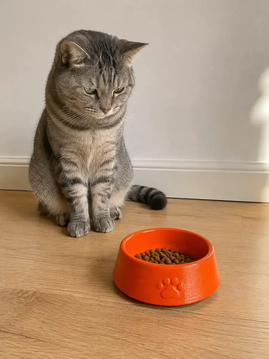Pati Desen Model Beton Kedi Köpek Mama Ve Su Kabı 13 Cm Çap X 4 Cm - Turuncu