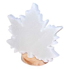 Çınar Yaprağı Şekilli Doğal Kaya Tuzu Lambası Kablolu Ampullü Beyaz 2-3 Kg