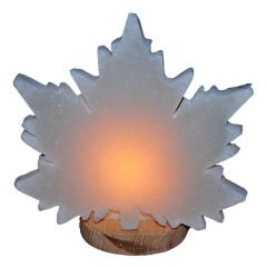 Çınar Yaprağı Şekilli Doğal Kaya Tuzu Lambası Kablolu Ampullü Beyaz 2-3 Kg