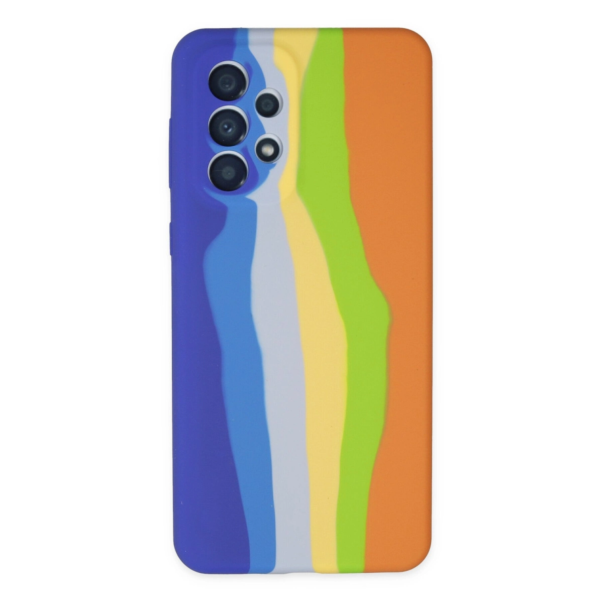 Samsung Galaxy A53 5g Kılıf Ebruli Lansman Silikon - Mavi-turuncu
