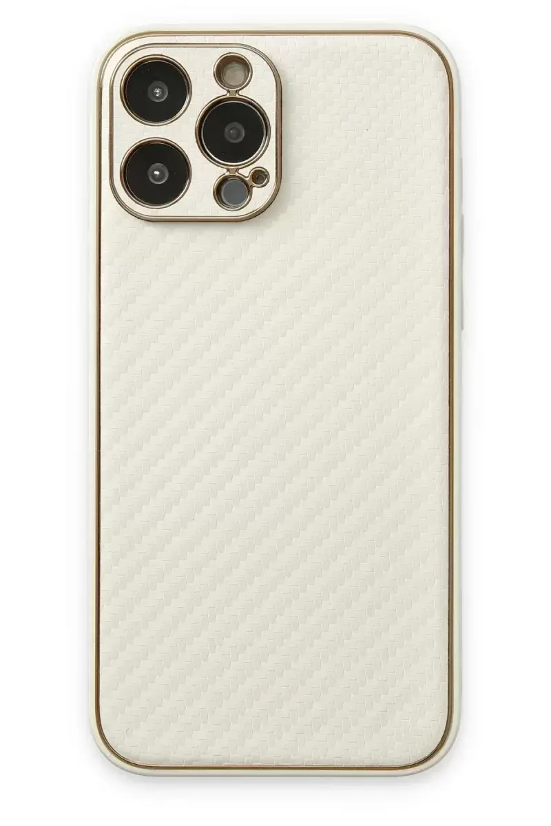 Newface İphone 13 Pro Max Kılıf Coco Karbon Silikon - Beyaz