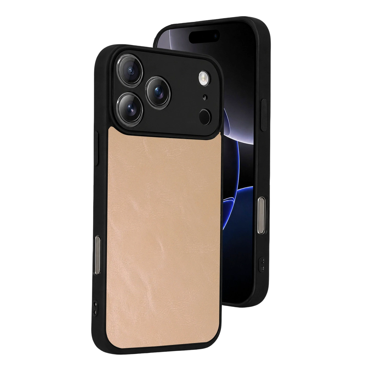 İphone 17 Pro Max Aras Deri Kapak - Pudra