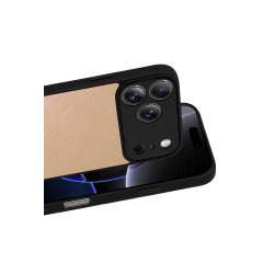 İphone 17 Pro Max Aras Deri Kapak - Pudra