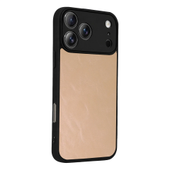 İphone 17 Pro Max Aras Deri Kapak - Pudra
