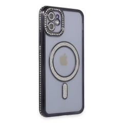 İphone 11 Kılıf Joke Simli Magneticsafe Kılıf - Siyah