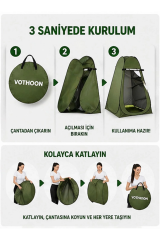 Otomatik Kabin Giyinme Çadırı 120x120x190 Cm Üst Havalandırma Yan Pencereli Duş & Wc Çadırı