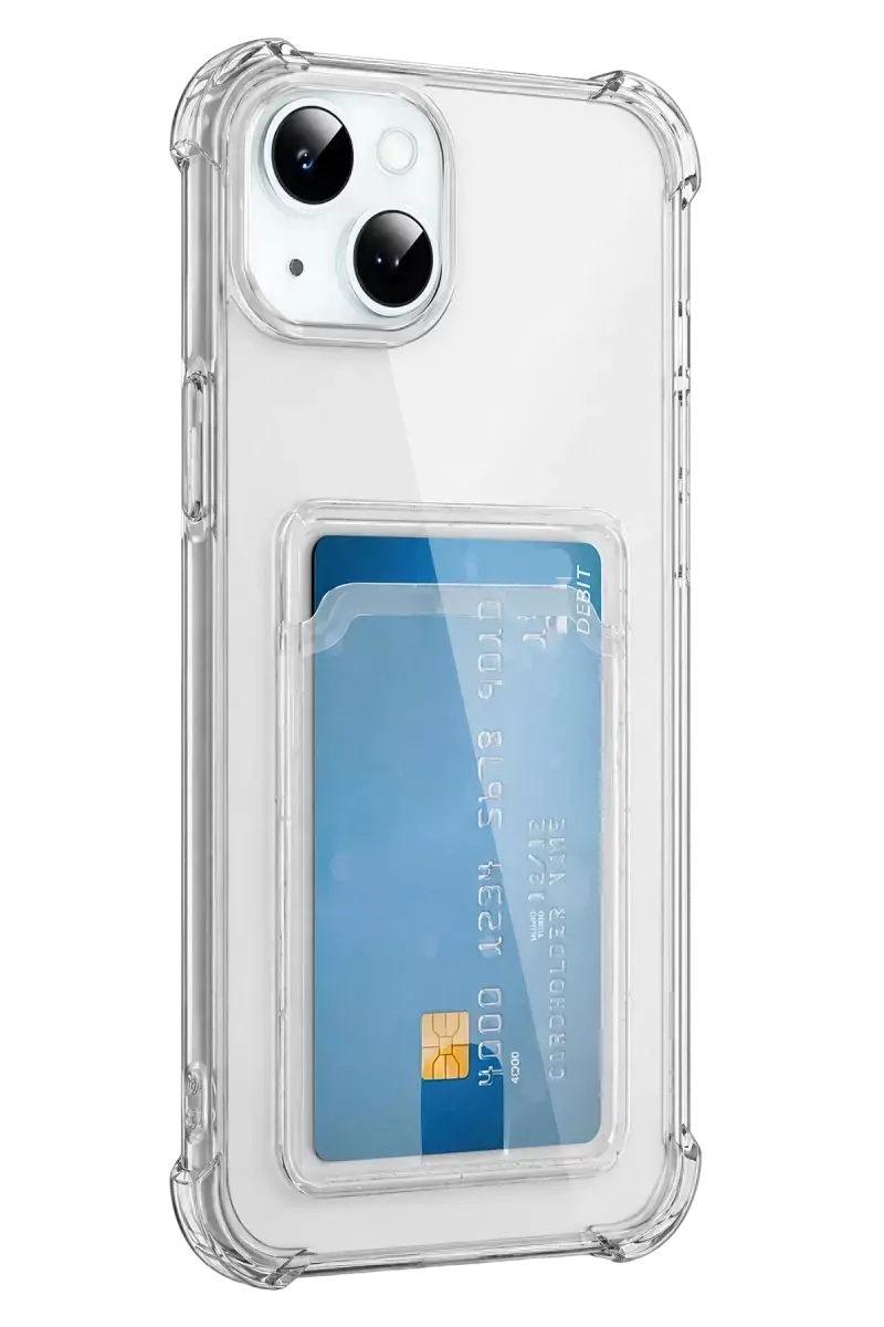 Newface Apple İphone 15 Kılıf Kart Şeffaf Silikon - Şeffaf