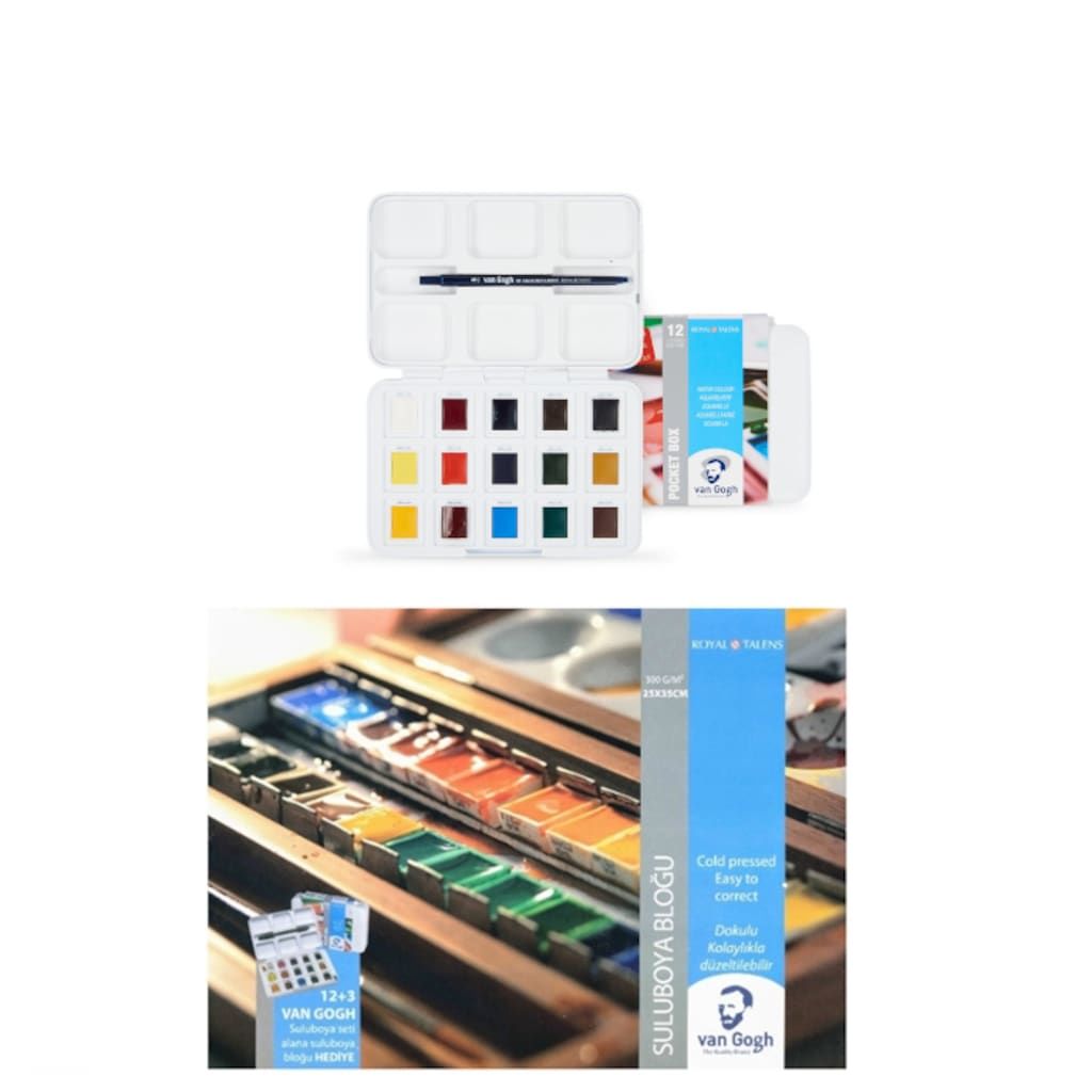 Suluboya Seti 12+3 Renk (Defter ve Fırça Hediyeli)