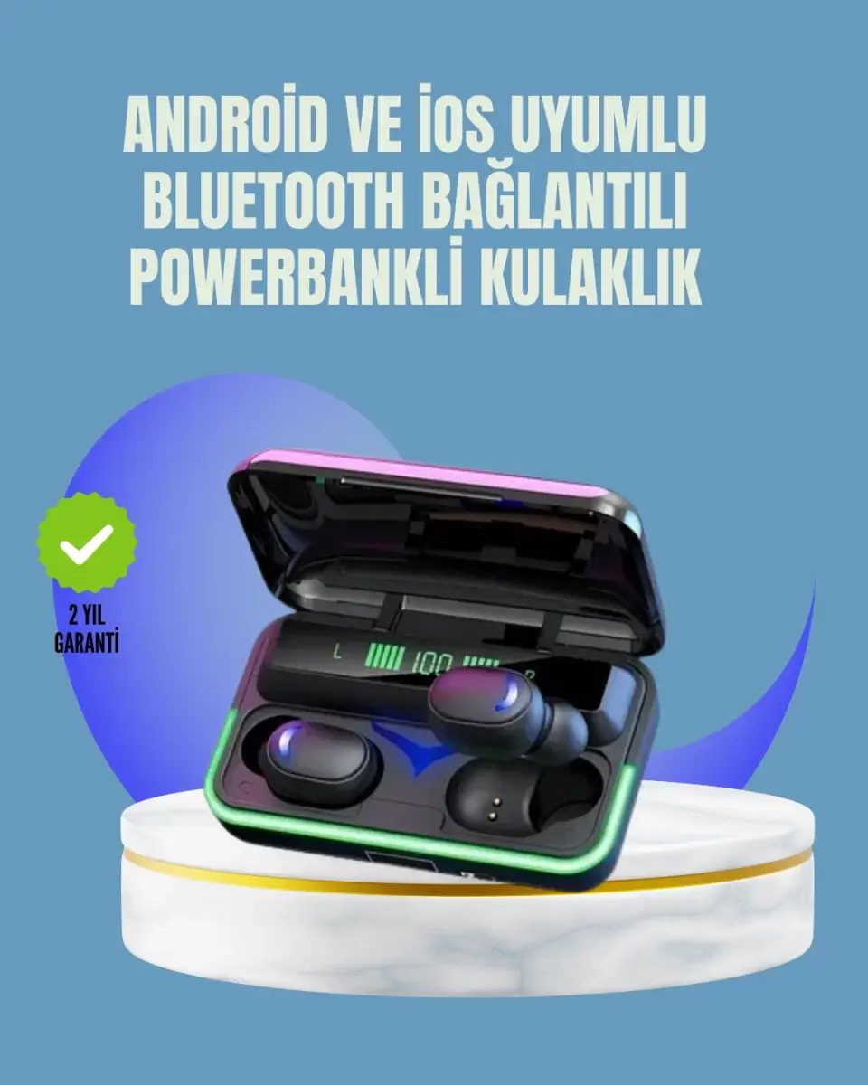 Uzun Pil Ömürlü E10 Powerbank Bluetooth Kulaklık Led Gösterge