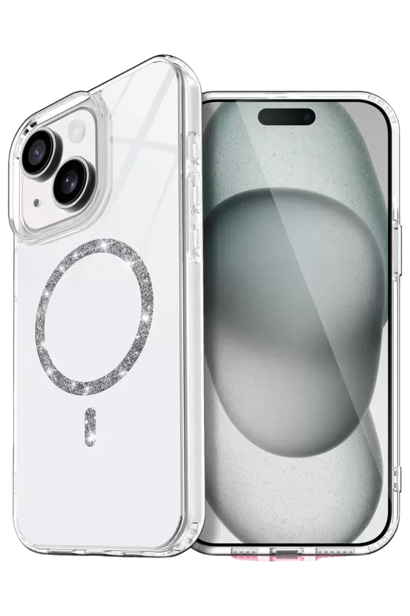 Newface Apple İphone 15 Plus Live Diamond Magsafe Kapak - Şeffaf