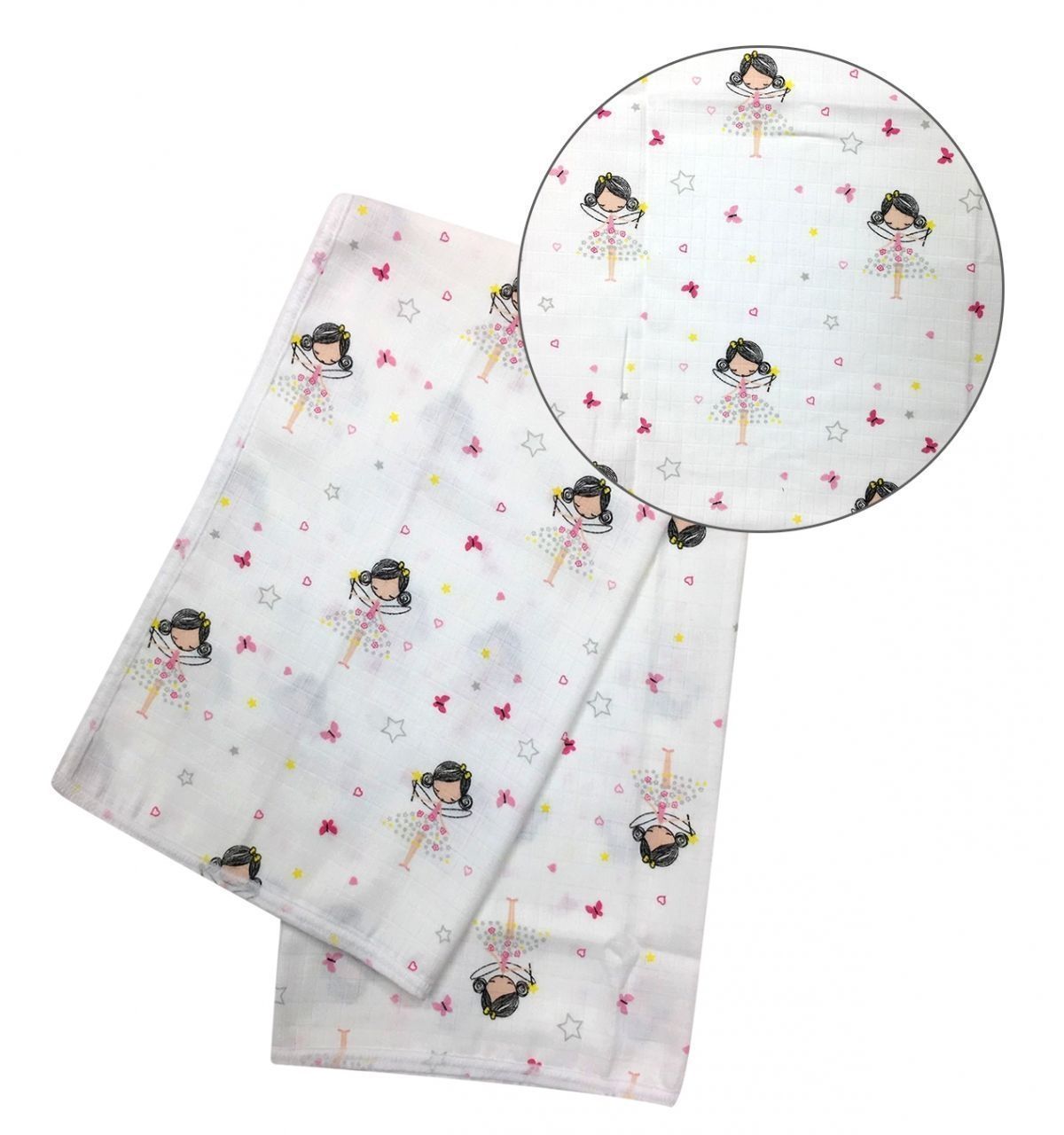 Moje Müslin Çok Amaçlı Örtü 100x120 Cm - Peri Kızı Desen