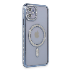 İphone 11 Kılıf Joke Simli Magneticsafe Kılıf - Mavi
