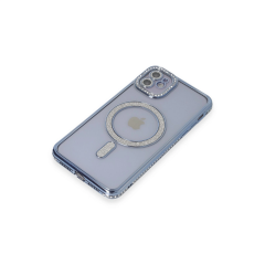 İphone 11 Kılıf Joke Simli Magneticsafe Kılıf - Mavi