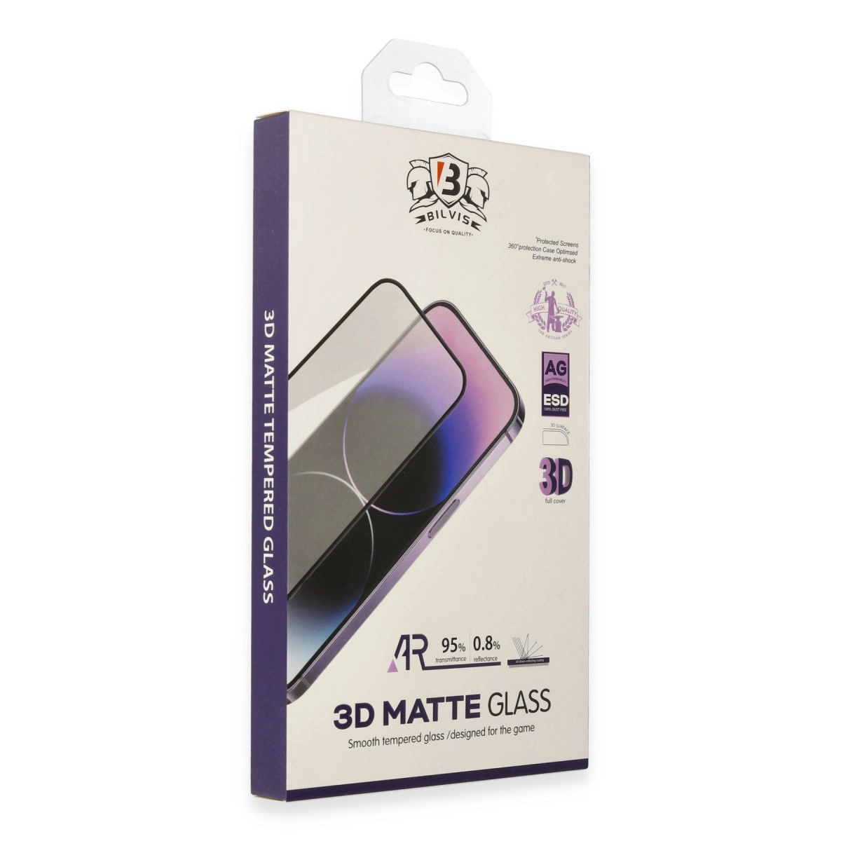 İphone 15 Pro Bilvis 3d Mat Cam Ekran Koruyucu