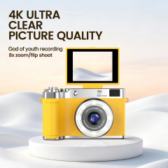 4k Çantalı Dijital Retro Video Kamera 48mp 16x Zoom Işıklı (32gb) Kart Dijital Fotoğraf Makinesi Sarı