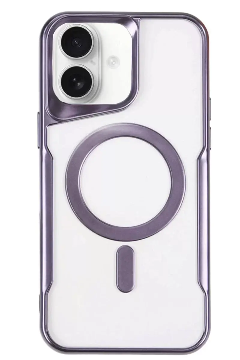Newface İphone 16 Plus Kılıf Boyi Magsafe Silikon Kapak - Derin Mor