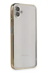 Newface Samsung Galaxy A04 Kılıf Razer Lensli Silikon - Gold