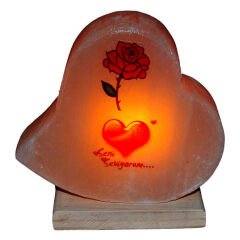 Kalp Desenli Gül Kalp Logolu Doğal Kaya Tuzu Lambası Kablolu Ampullü Beyaz 2-3 Kg