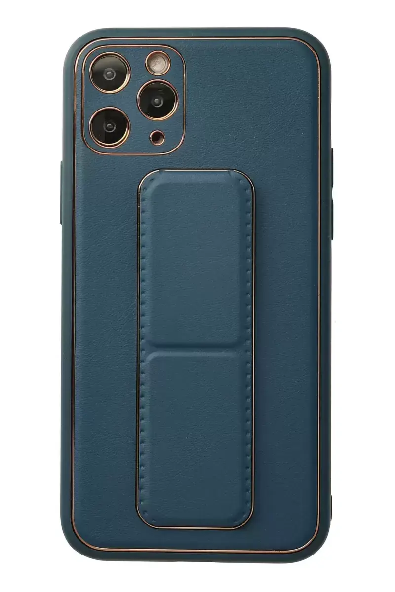 Newface İphone 11 Pro Kılıf Coco Deri Standlı Kapak - Mavi