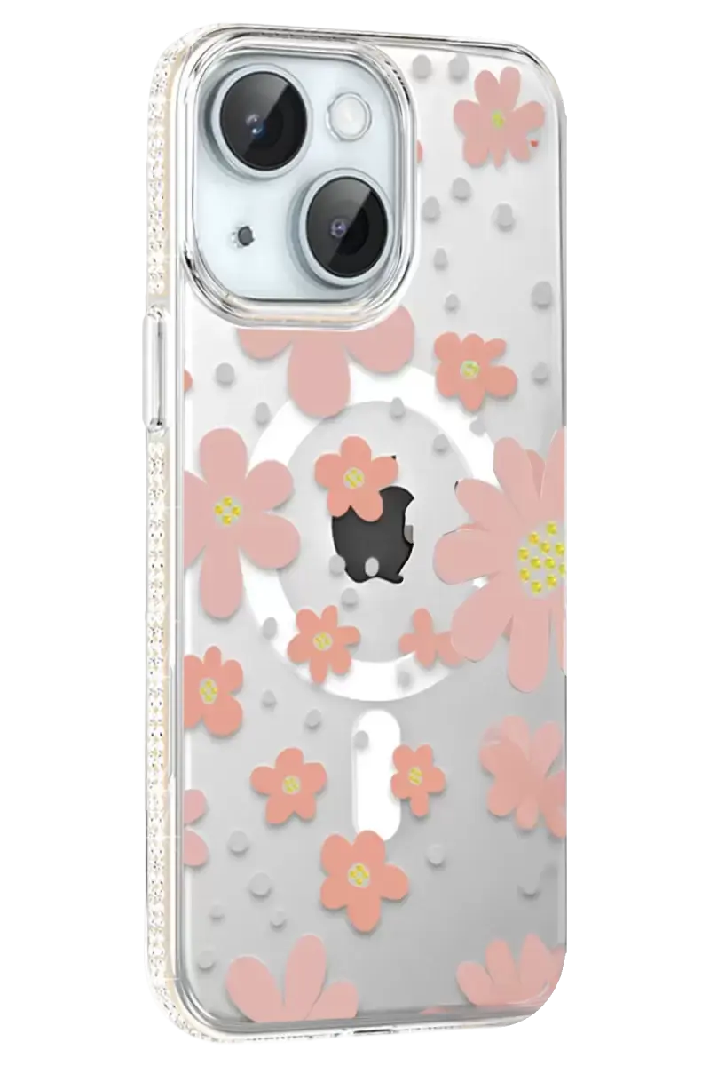 Joko Apple İphone 14 Floral Magsafe Kapak - Pembe
