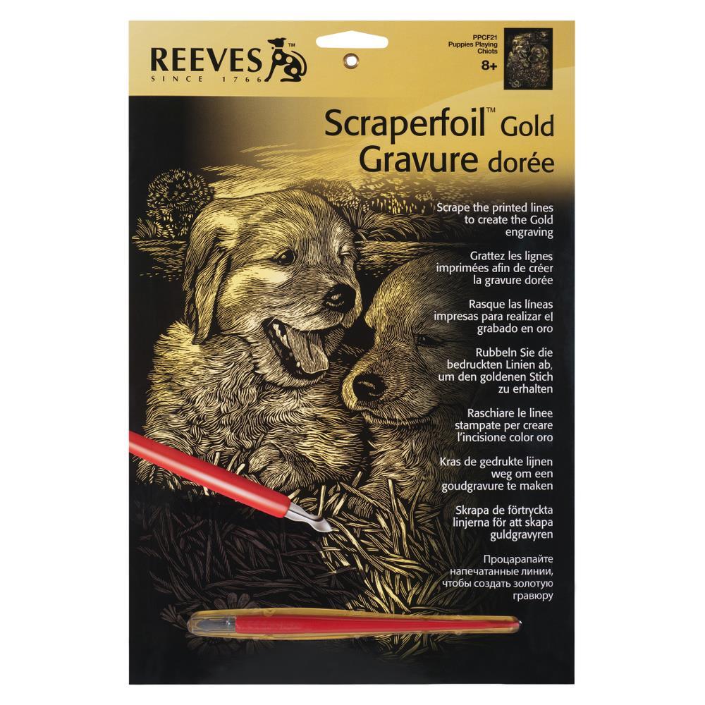 Altın Gravür Kazıma Seti - Yavru Köpekler