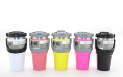 900 Ml Taşıma Kulplu Paslanmaz Çelik Termos Mug - Vakumlu Isı Yalıtımlı Bardak Alk3137