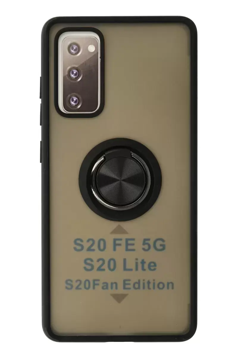 Newface Samsung Galaxy S20 Fe Kılıf Montreal Yüzüklü Silikon Kapak - Siyah