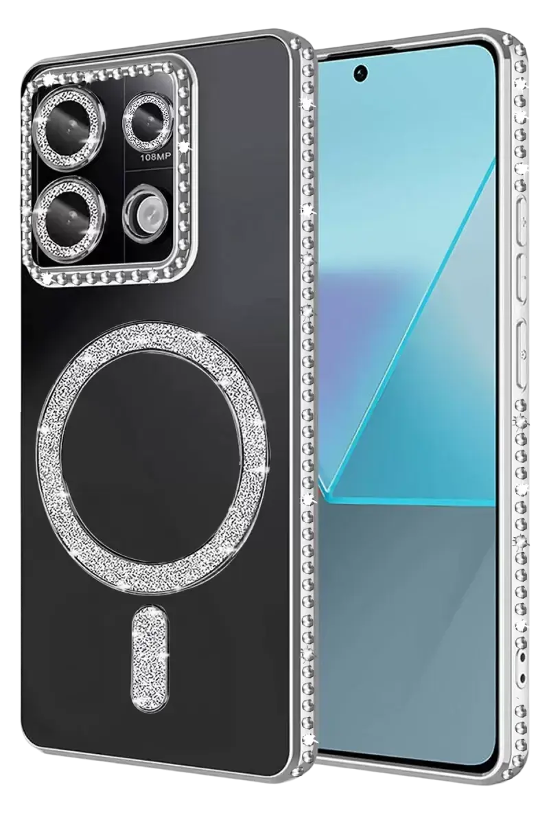 Newface Xiaomi Redmi 13c Joke Simli Magneticsafe Kılıf - Gümüş