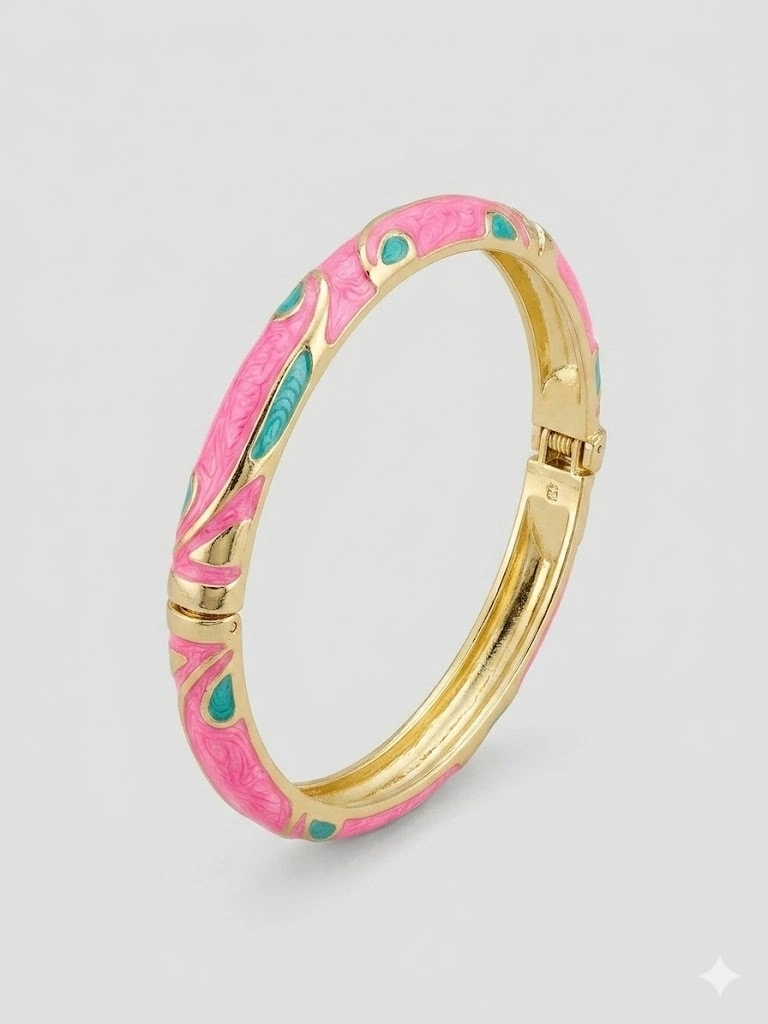 Sweet Pink Mine İşlemeli Kelepçe Bileklik - Kbl0455