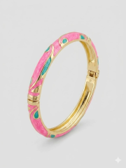 Sweet Pink Mine İşlemeli Kelepçe Bileklik - Kbl0455