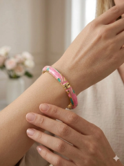 Sweet Pink Mine İşlemeli Kelepçe Bileklik - Kbl0455