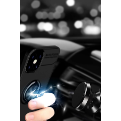 İphone 12 Mini Kılıf Range Yüzüklü Silikon - Siyah-kırmızı
