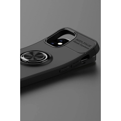 İphone 12 Mini Kılıf Range Yüzüklü Silikon - Siyah-kırmızı