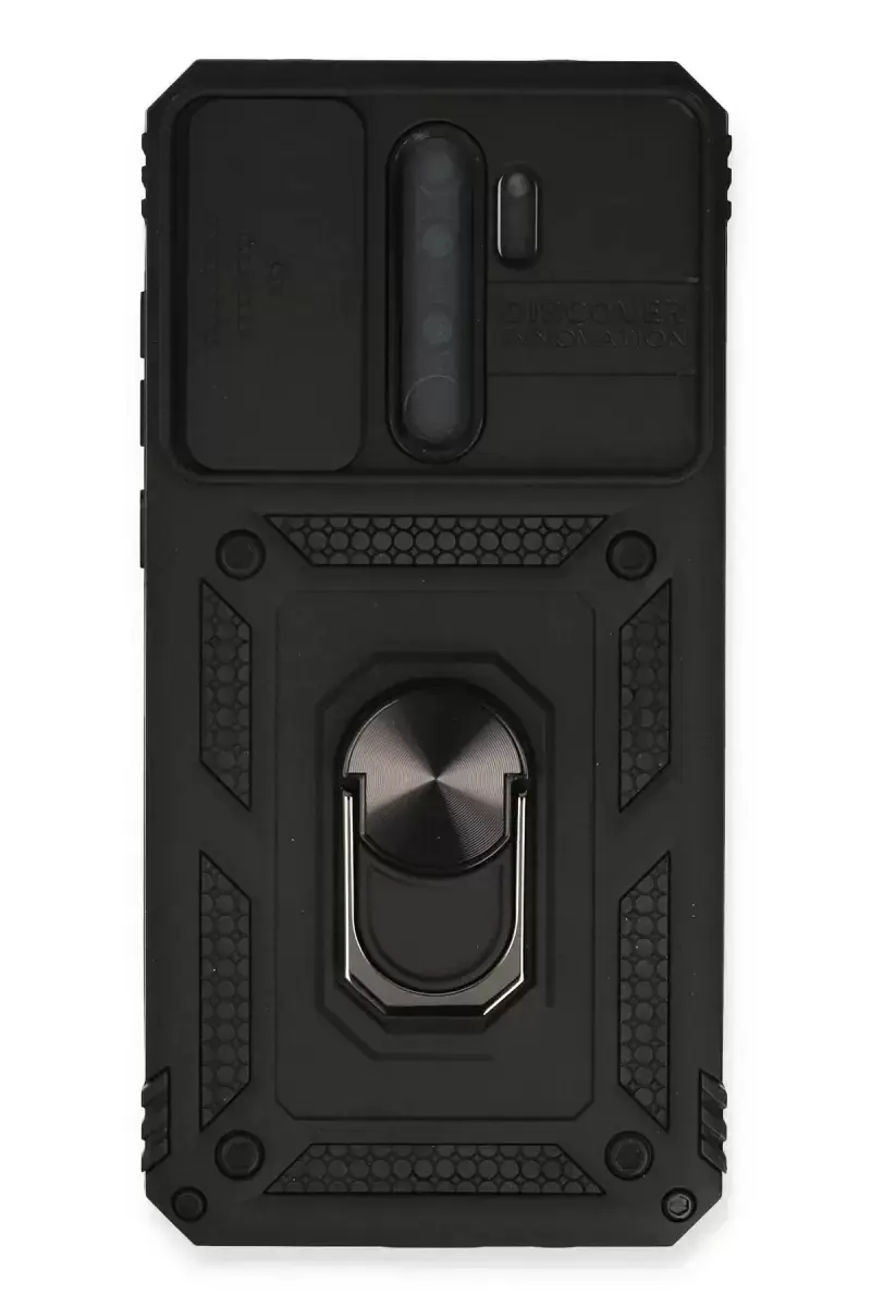 Newface Xiaomi Redmi Note 8 Pro Kılıf Pars Lens Yüzüklü Silikon - Siyah