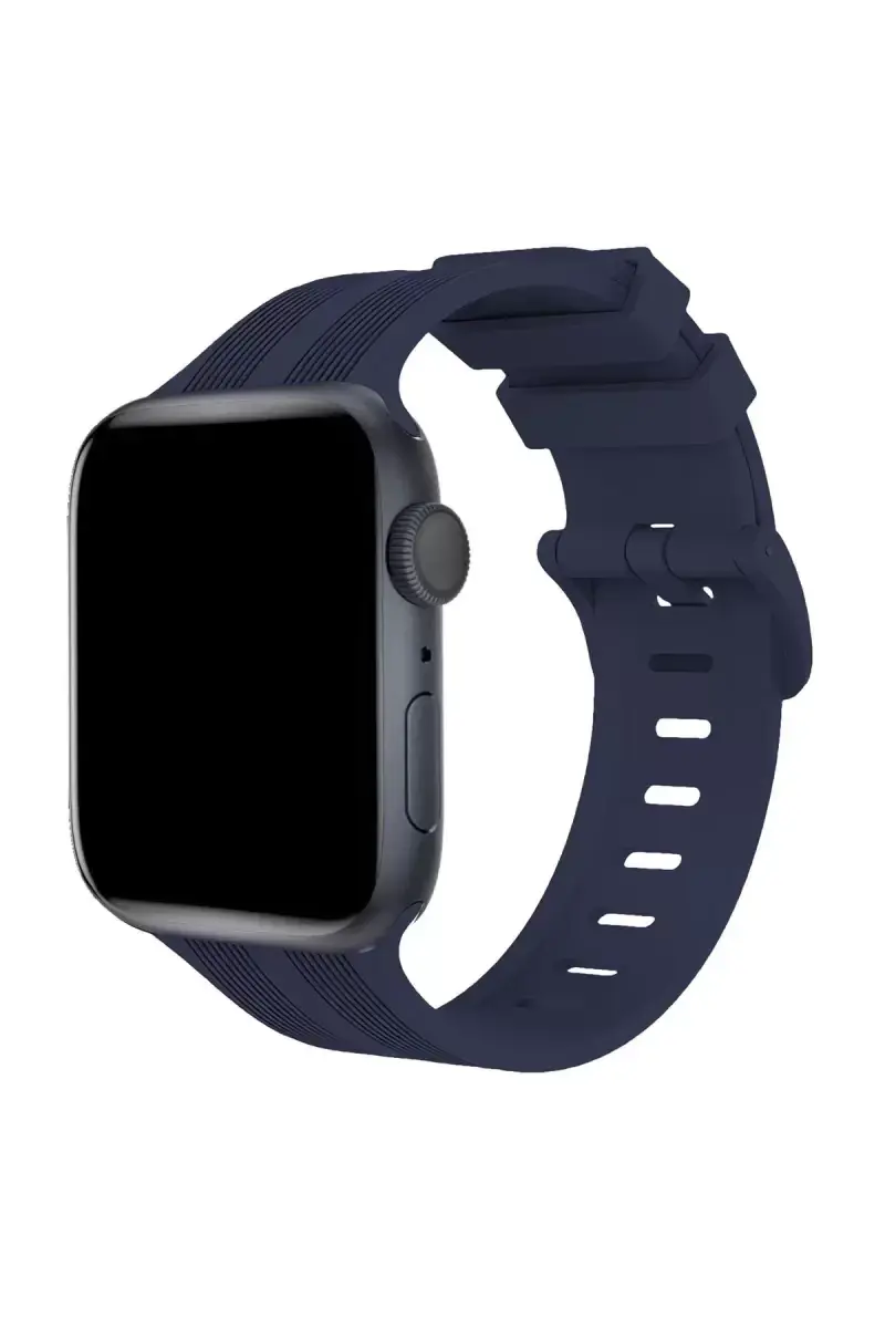 Newface Apple Watch 38mm Kr408 Çizgili Silikon Kordon - Lacivert