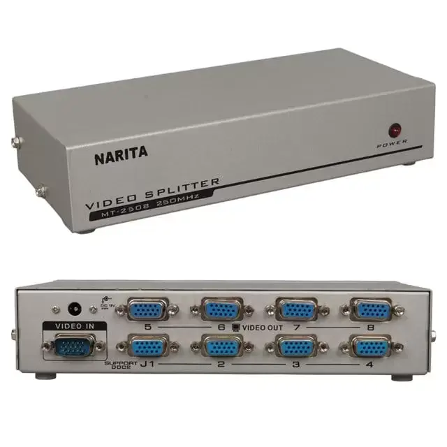 Powermaster Pm-2553 8 Port Vga Dağıtıcı Çoğaltıcı Splitter 9 Volt Adaptörlü 1920x1440 250mhz