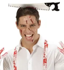 Kafaya Saplanmış Halloween Kanlı Testere Şaka Tacı