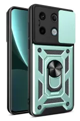 Newface Xiaomi Poco X6 Pro Kılıf Pars Lens Yüzüklü Silikon - Yeşil
