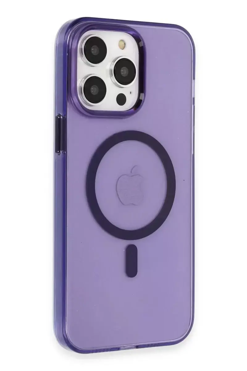 Newface Apple İphone 14 Pro Kılıf Tron Şeffaf Magsafe Kapak - Derin Mor