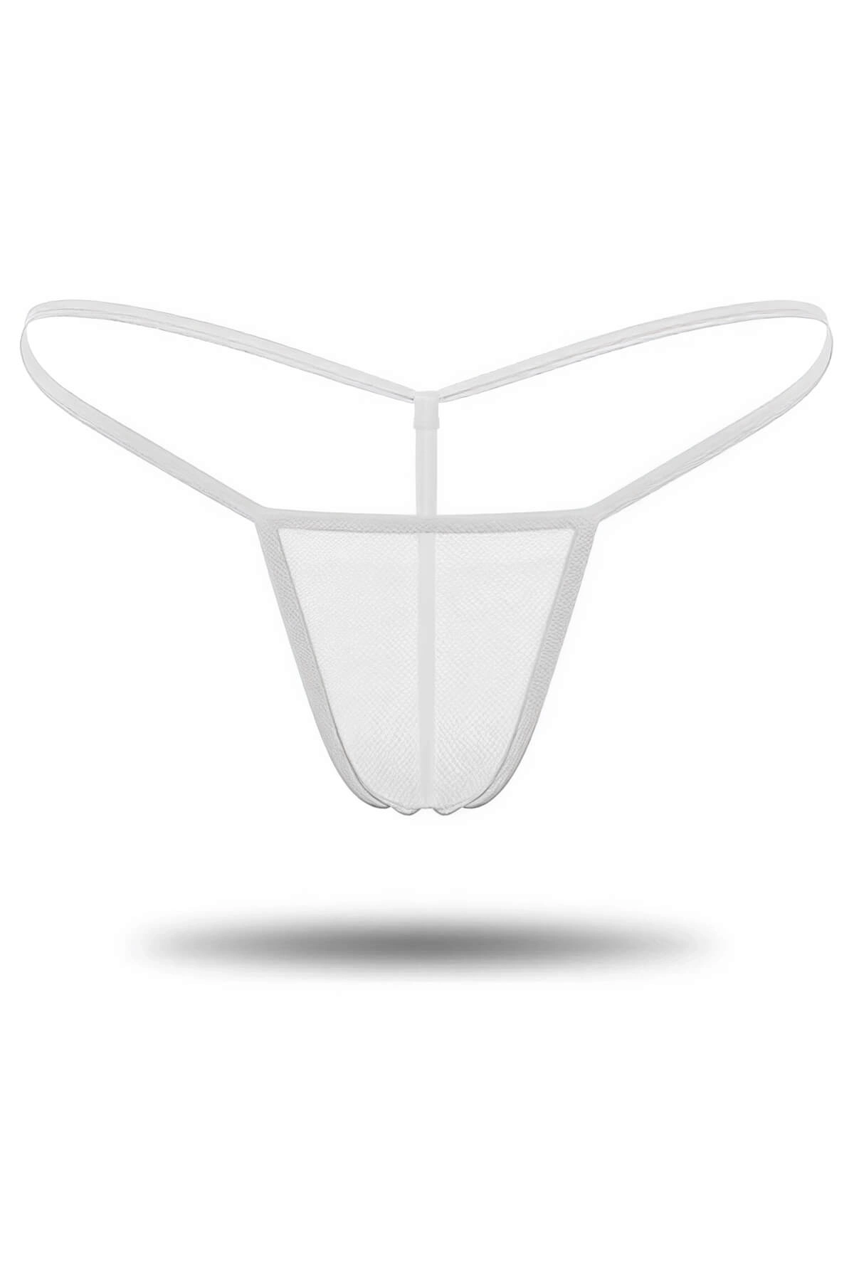 Beyaz Transparan Tül String Tanga Tm0368