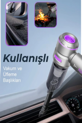 Kablosuz Taşınabilir Araç İçi El Süpürgesi 17000pa Güçlü Vakum 4’ü 1 Arada Çok Amaçlı Temizlik