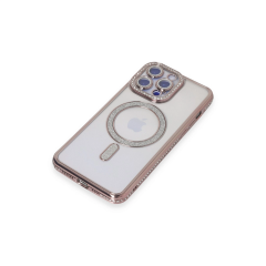 İphone 14 Pro Kılıf Joke Simli Magneticsafe Kılıf - Pembe