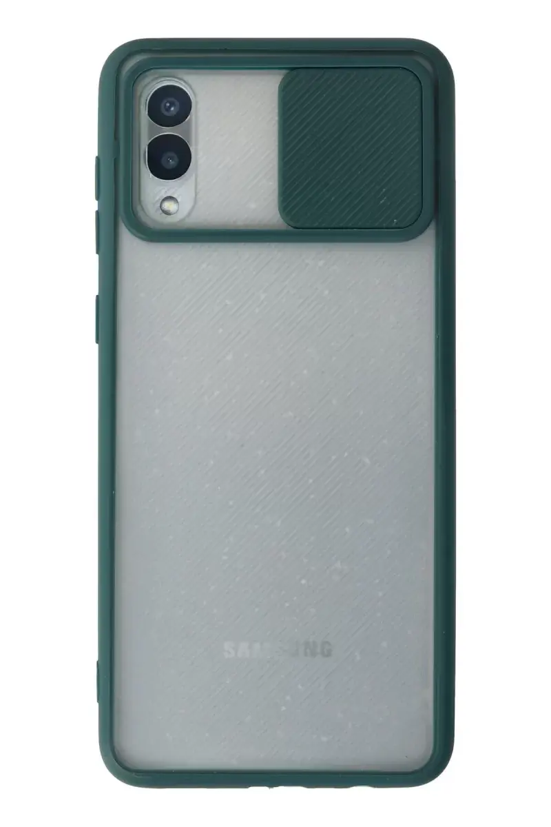 Newface Samsung Galaxy A02 Kılıf Palm Buzlu Kamera Sürgülü Silikon - Yeşil