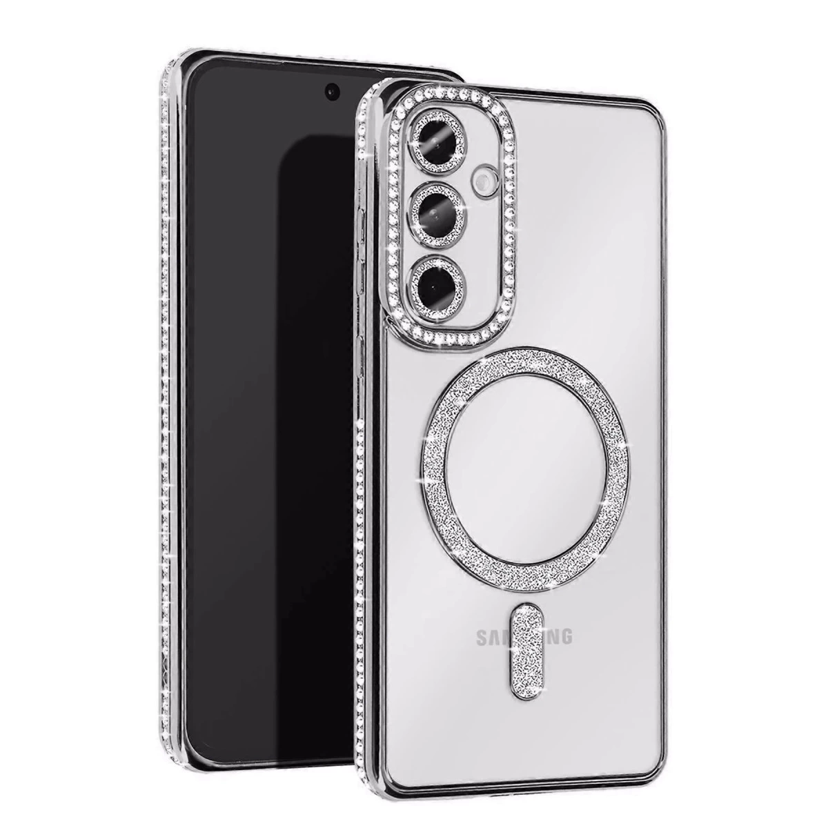 Samsung Galaxy A26 Joke Simli Magneticsafe Kılıf - Gümüş