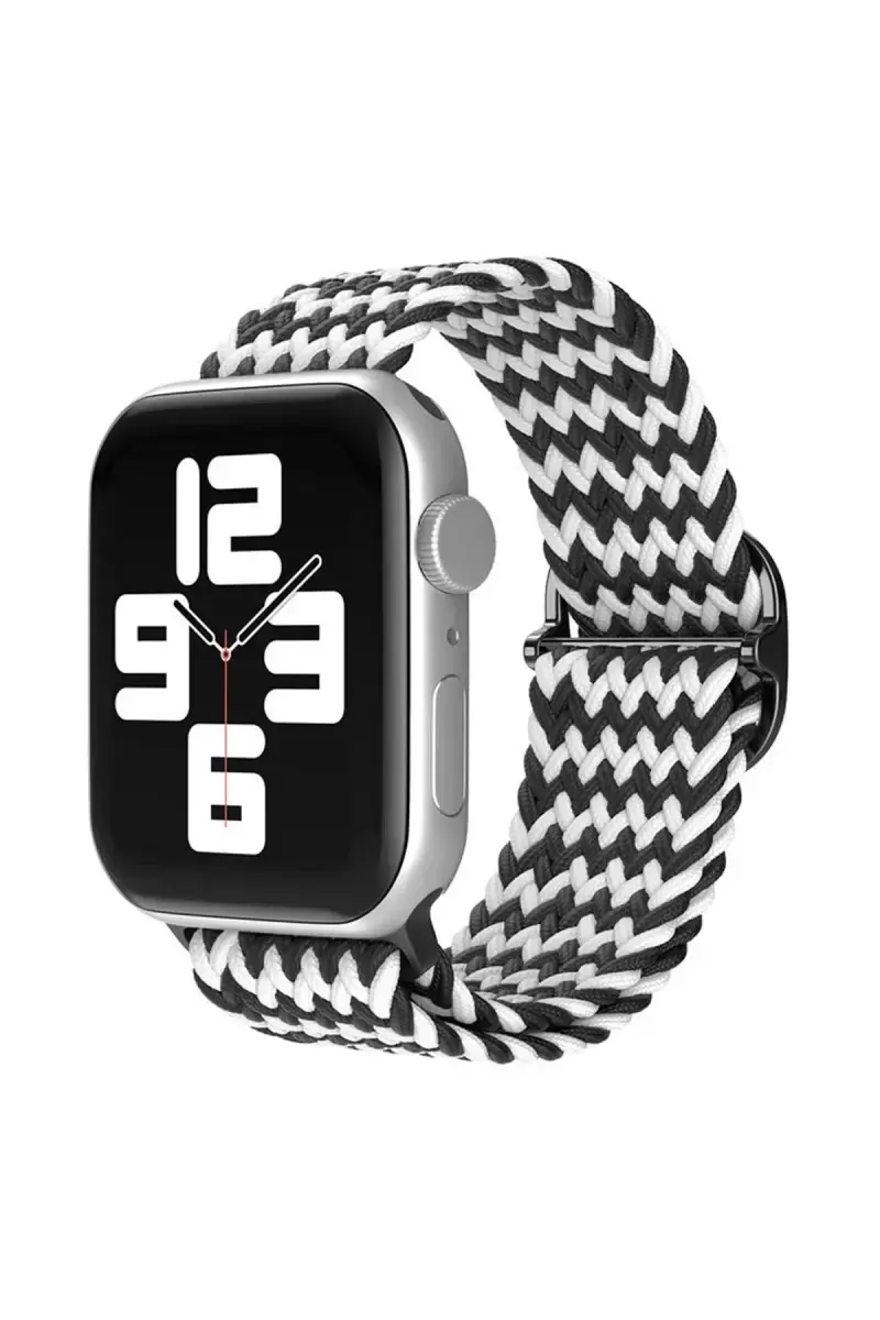 Newface Apple Watch 38mm Star Kordon - Zigzag Siyah-beyaz