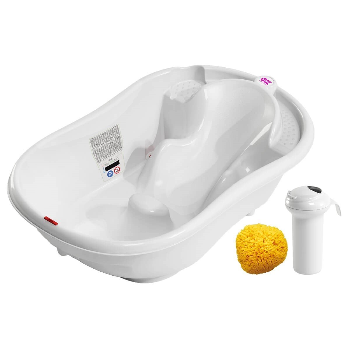 OkBaby Onda Evol Banyo Küveti & Splash Bebek Duşu & Doğal Banyo Süngeri No.10 / Beyaz